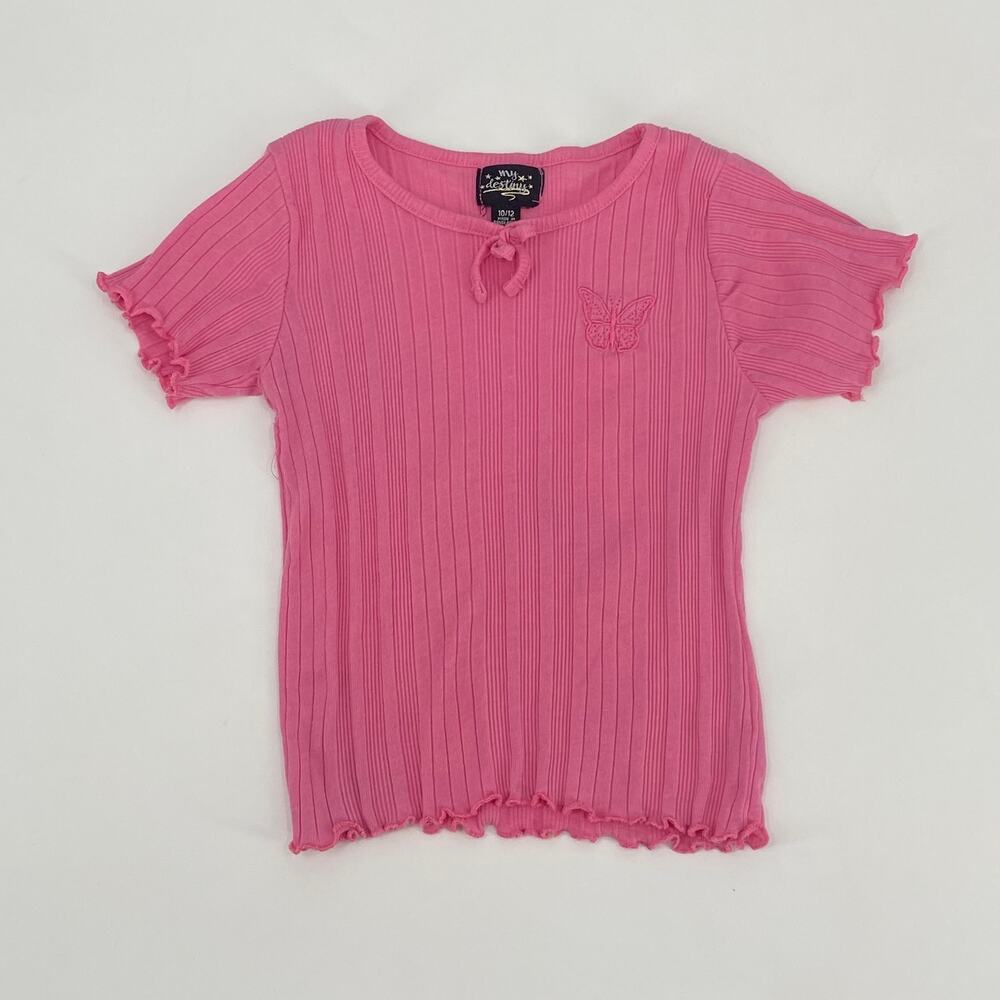 My Destiny Pink Ribbed Short Sleeve Top